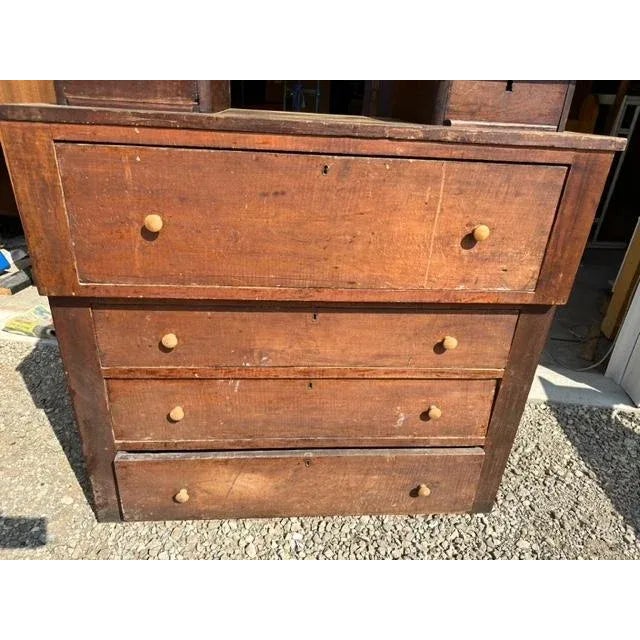 Old, old chest of drawers. Joinery is dovetail, but metal pinnings on the top make me wonder if it's very early 1900's....