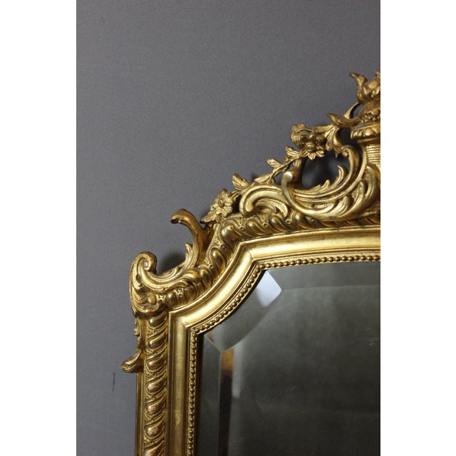 Gold Louis XV Style Mirror in Gilded Stucco, 1800s For Sale - Image 8 of 11