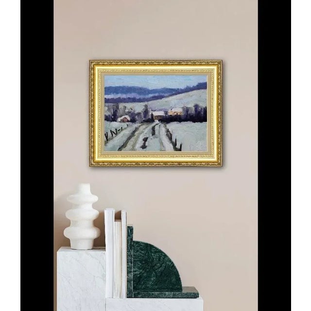 "Winter Backroads Virginia City, Nevada" Contemporary Impressionist Winter Landscape Oil Painting For Sale - Image 4 of 12