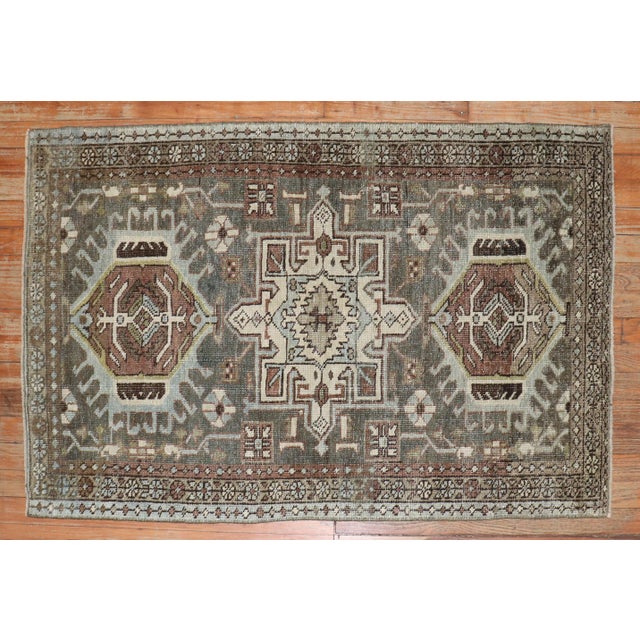 Textile Early 20th Century Zabihi Collection Charcoal Persian Heriz Scatter Rug - 2'9" x 4'4" For Sale - Image 7 of 9