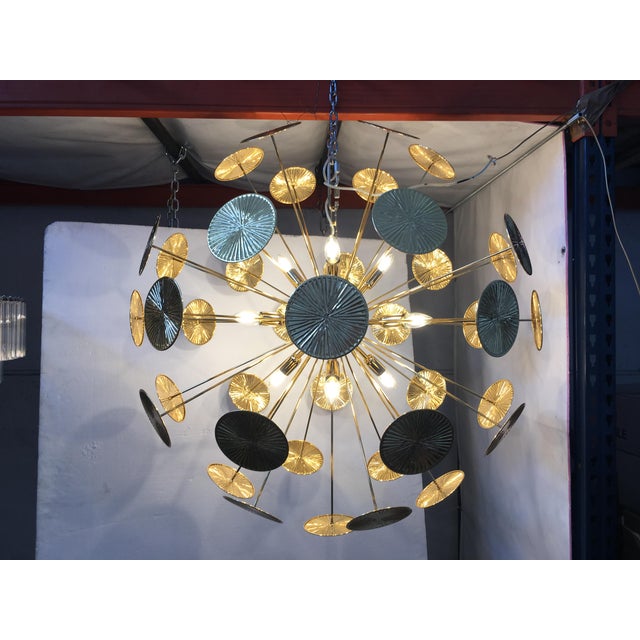 Handmade Hammered Sputnik Chandelier in Gold For Sale - Image 10 of 11