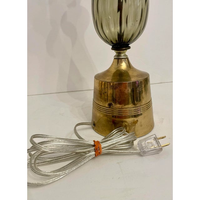 Mid-Century Modern Vintage Grey Glass Table Lamp For Sale - Image 3 of 8