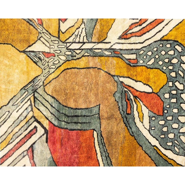 Abstract Hand-Knotted Wool Rug | 15'1" X 10'11" | One of a Kind Statement Rug For Sale - Image 6 of 12