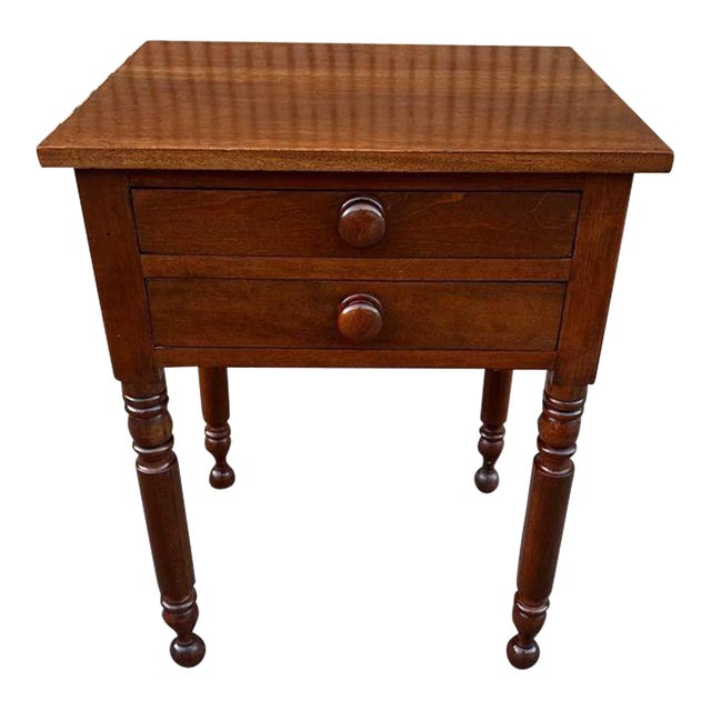 19th Century Antique 2 Drawer Side Table. For Sale