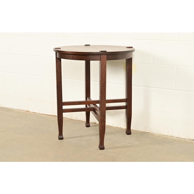 Miller Cabinet Co. Antique Mission Oak Arts & Crafts Tabouret Side Table, Newly Refinished For Sale - Image 10 of 10