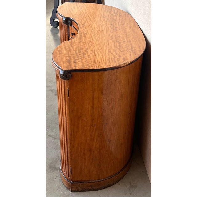 Early 20th Century Art Deco Demilune Burl Walnut and Ebonized Credenza with doors and drawers For Sale - Image 12 of 18