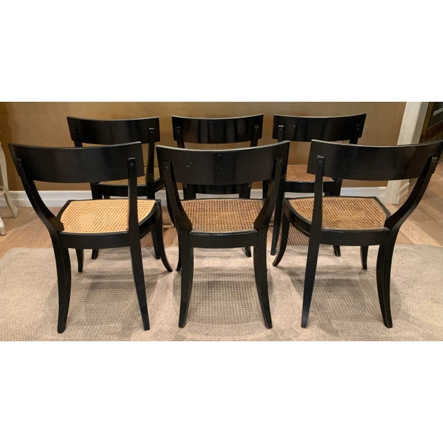 Black Vintage Cane Seat Side Chairs- Set of 6 For Sale - Image 8 of 13