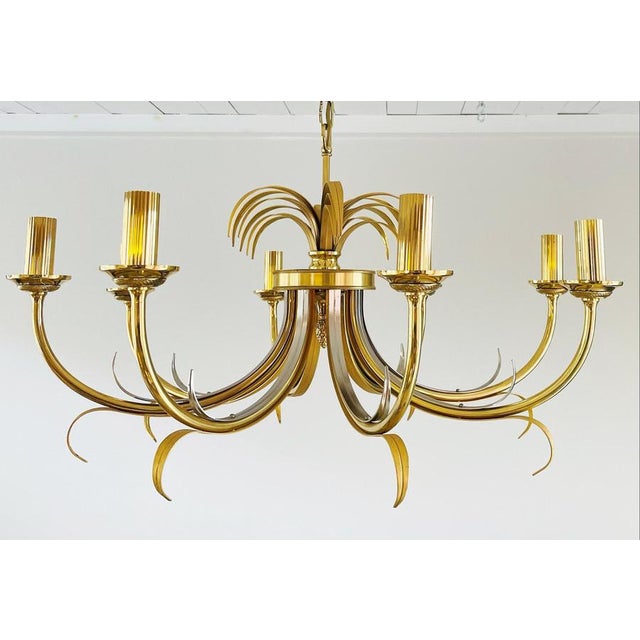 Brown Brass and Chrome Pineapple Chandelier, 1970s For Sale - Image 8 of 10