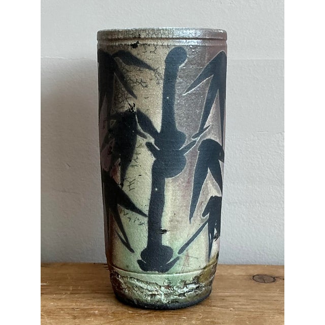 Mid-Century Modern Vintage Asian Original Studio Pottery Vase For Sale - Image 3 of 12