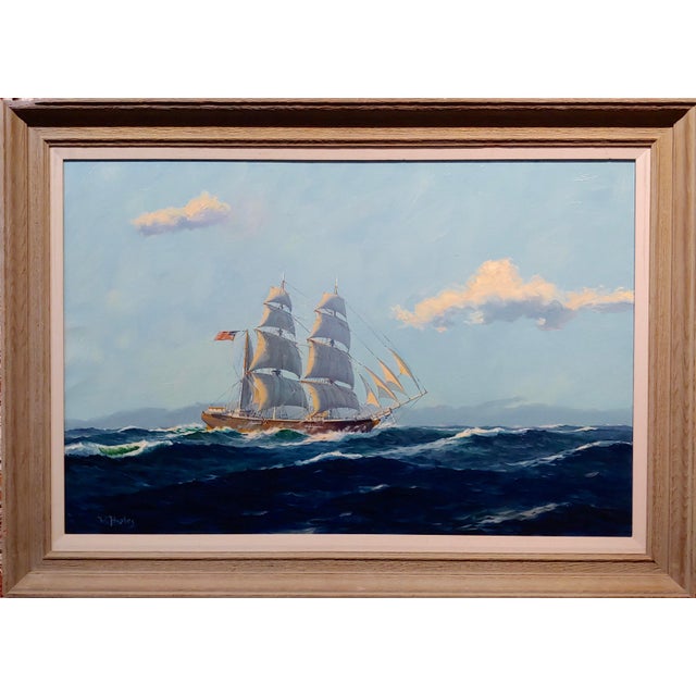 William Hughes American Ship at Sea Oil Painting Chairish
