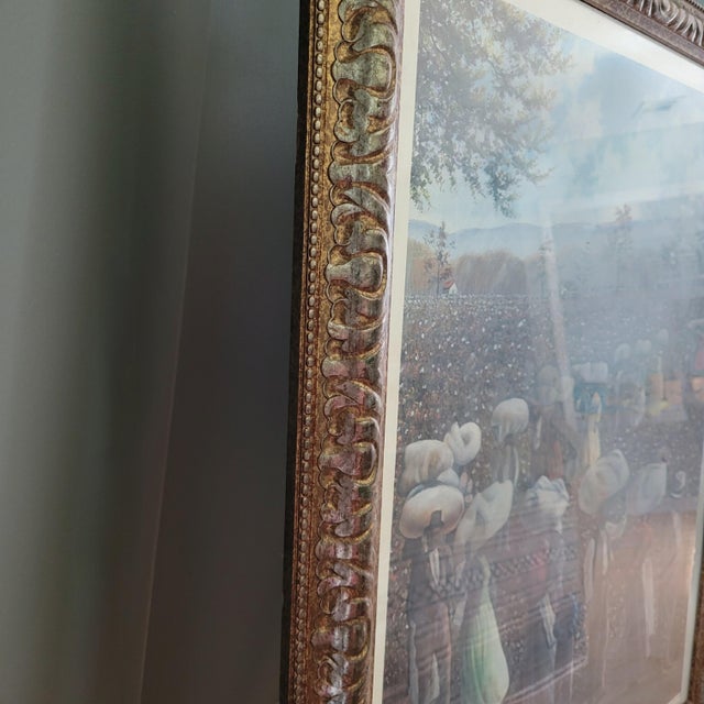 Late 20th Century Hulis Mavruk Bales of Dignity Framed Art Print Large Gold Ornate Frame 37x29 For Sale - Image 6 of 14