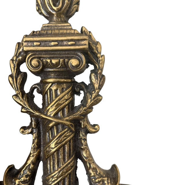 1920s Pair of Antique Brass Neoclassical Andiron Fronts Reimagined as Decorative Bookends - A Pair For Sale - Image 5 of 7