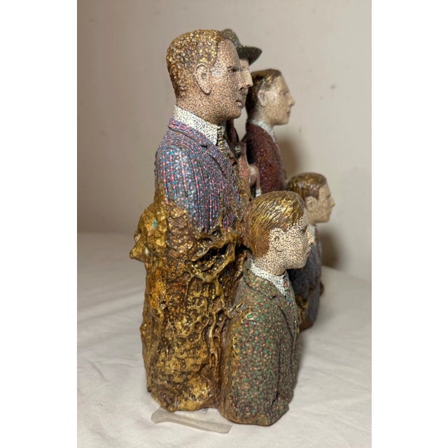 Original Richard Cleaver Wood Ceramic Oil Paint Men With Horse Sculpture Statue For Sale - Image 12 of 18