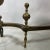 Antique Pair Quality Gold Gilt Brass Pierced Floral Design Andirons For Sale In New York - Image 6 of 11