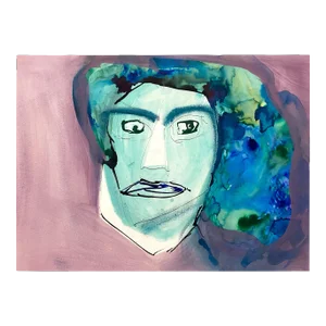 "My Mind in the Clear Blue Skies" Original Mixed-Media Portrait on Paper by Zac Woodiel
