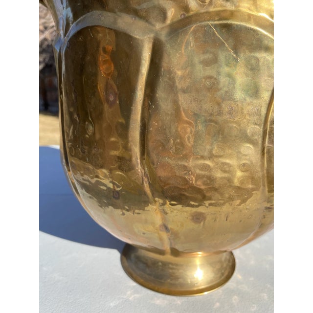 Vintage Hammered Brass Decorative Urn For Sale - Image 6 of 9
