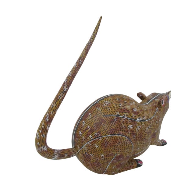Alebrije Oaxaca Mexico Morales Folk Art Carved Wood Rat Figurine Sculpture For Sale - Image 9 of 10
