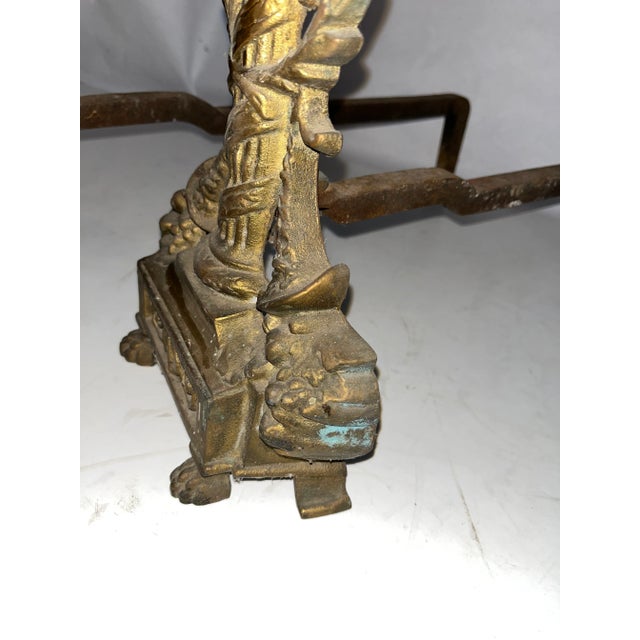 Vintage Pair of Classical Design Bronze Andirons From Upstate New York For Sale In New York - Image 6 of 9