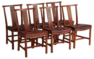 Leather Dining Chairs by Teak & Niger attributed to Børge Mogensen, Denmark, 1939, Set of 6