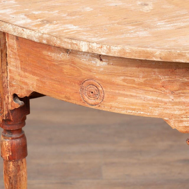 Burnt Orange Late 19th Century Original Painted Swedish Pair of Demi Lune Console Tables For Sale - Image 8 of 14