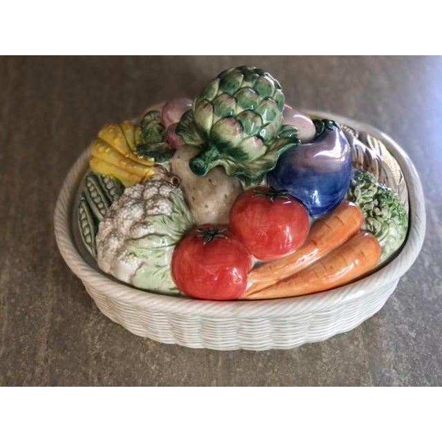 Mid 20th Century Large Fitz and Floyd Vegetables Motif Covered Dish For Sale - Image 5 of 9