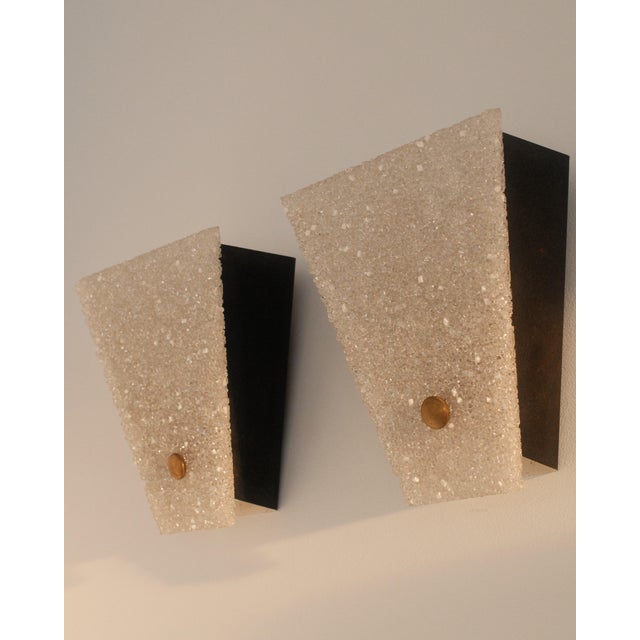 Black French Textured Acrylic Glass Wall Sconces, 1960s, Set of 2 For Sale - Image 8 of 8