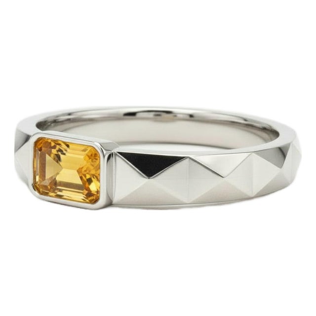 Citrine Solitaire Ring for Men Silver, Gold, Size 10 For Sale