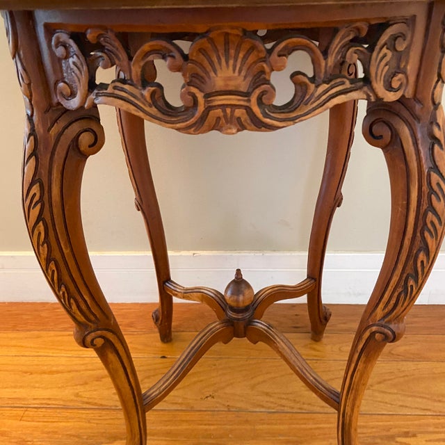 1950s French Style Rococo Revival Walnut Side Table For Sale - Image 5 of 17