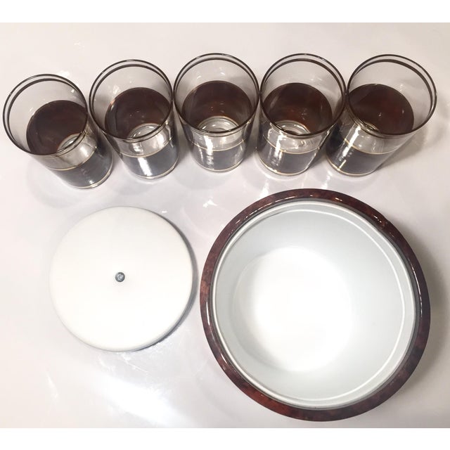 Brown & Gold Ice Bucket & Glasses Set of 6 Chairish