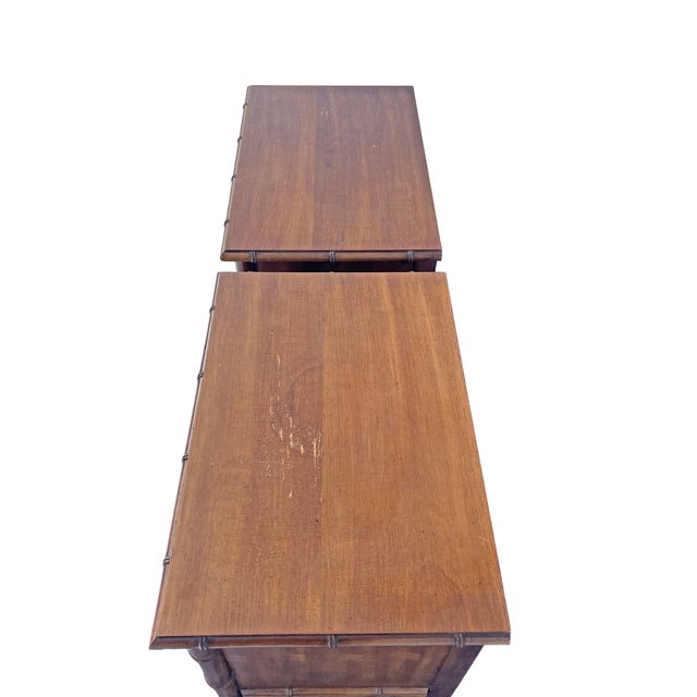 Vintage Faux Bamboo Aloha Nightstands or End Side Tables by Thomasville, A Pair For Sale In New York - Image 6 of 11