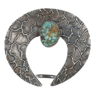 Samuel LaFountain - DinÃ©, Turtle Mountain Chippewa Tufa Cast silver turquoise pendant/bolo For Sale