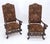 Pair Gothic Oversized Heavily Carved Walnut Arm Chairs Tall Back Thrones MINT! For Sale - Image 10 of 13