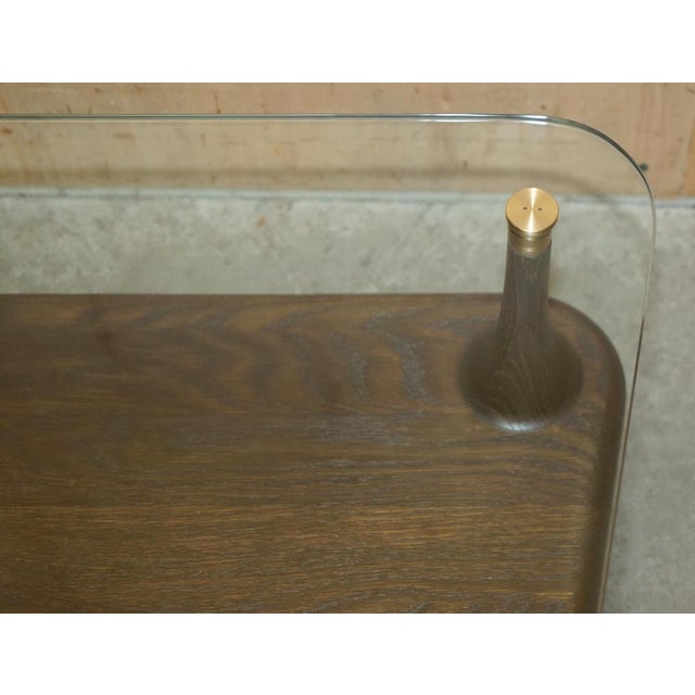 Glass & Seared Oak Two Tier Coffee Table For Sale - Image 15 of 18