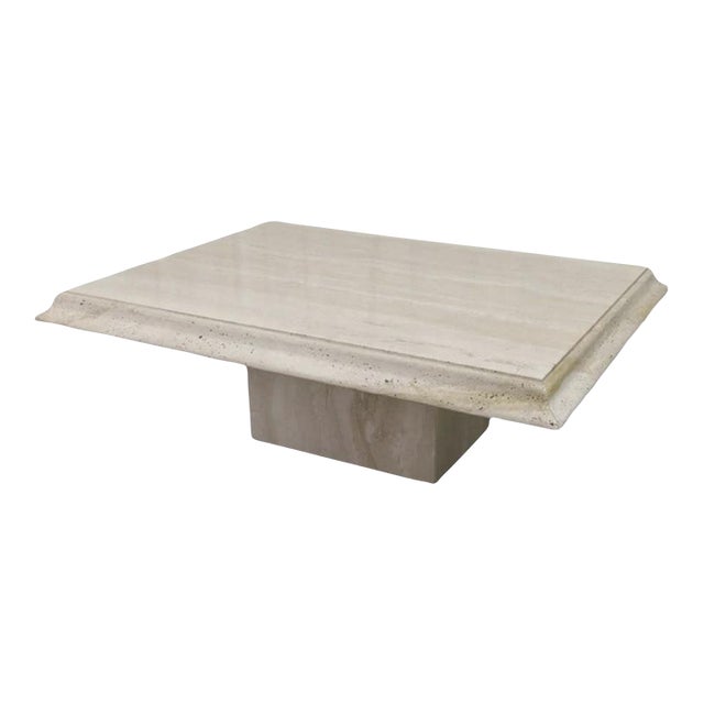 Large Vintage Italian Travertine Coffee Table | Chairish