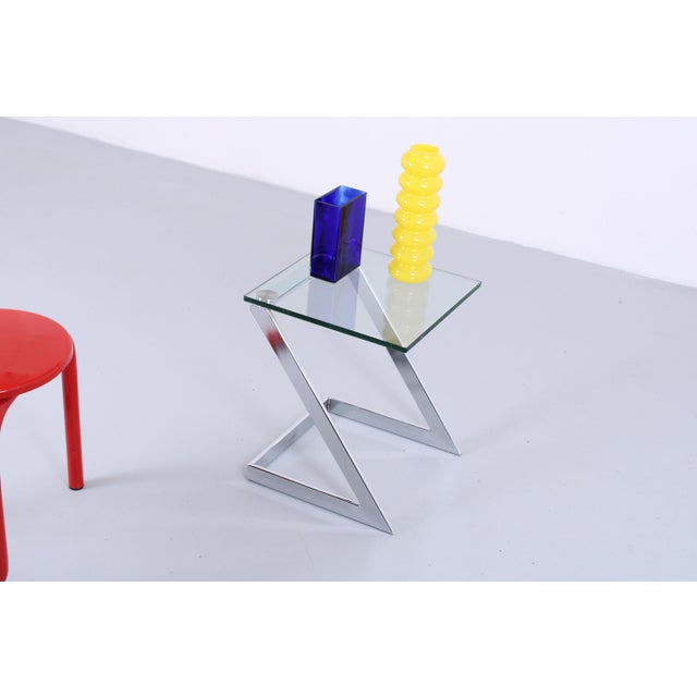 Postmodern Cantilever Side Table in Chrome and Glass from Gebra, 1980s For Sale - Image 4 of 18