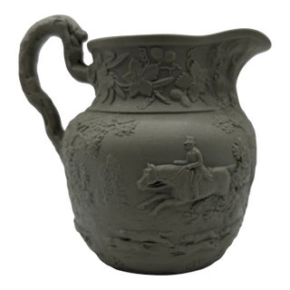 A Very Fine Antique English Victorian Grey Salt Glazed Stoneware Jug, by Mintons, Circa 1850's For Sale