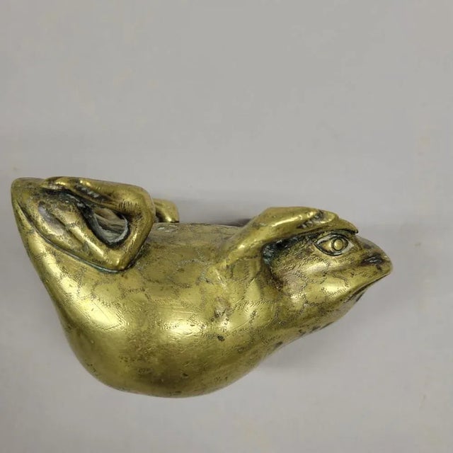 Pair Antique Chinese Bronze Toads or Frogs For Sale - Image 4 of 9