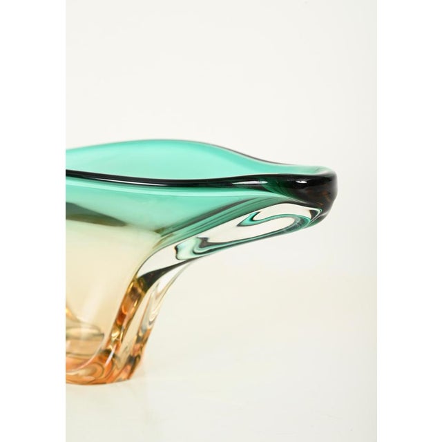 Flavio Poli Large Centerpiece in Emerald and Amber Murano Glass attributed to Flavio Poli, Italy, 1960s For Sale - Image 4 of 12