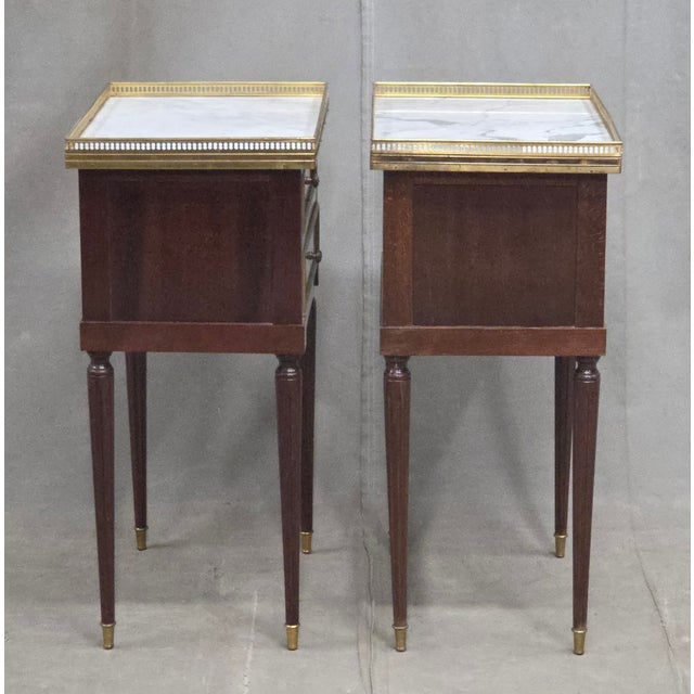 Vintage Mahogany and Marble Spanish Nightstands With Brass Ormolu - A Pair For Sale - Image 15 of 17