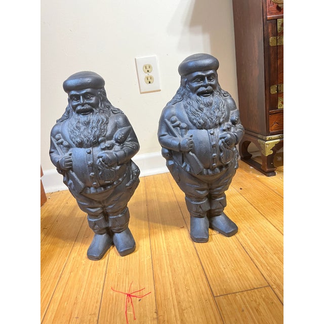 Mid 20th Century Pair of Mid 20th Century St Nicholas Cast Iron Andirons For Sale - Image 5 of 12
