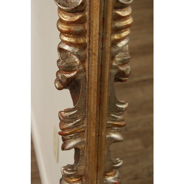 1980s Neoclassical Style Silver Gold Carved Wall Mirror For Sale - Image 12 of 13
