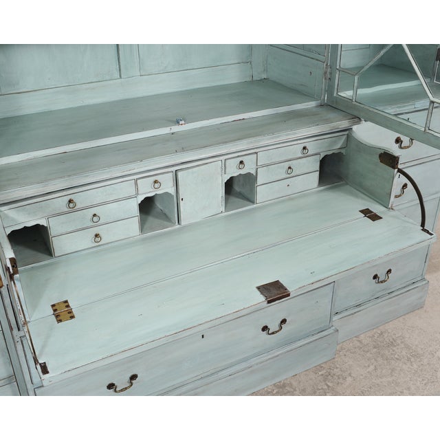 19th Century Georgian Astral Glazed Painted Bookcase With Secretary For Sale - Image 17 of 18