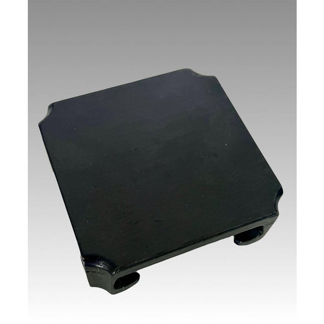 1980s 1980's Vintage Chinese Dark Brown Ebony Ming Style Wood Display Stand Pedestal, Square 4" For Sale - Image 5 of 6