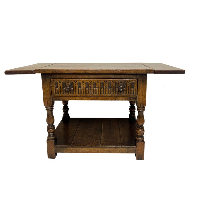 Spanish Flap-Sided Wing Side Table in Elm and Oak, 1930s For Sale