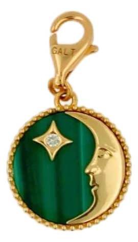 Diamond Moon Star Celestial Heaven Zodiac Crescent Sky 18 Karat Yellow Gold Green