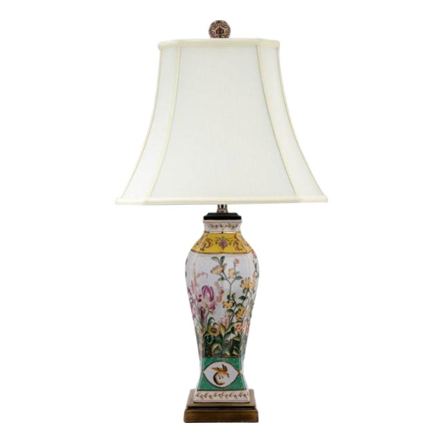 Vintage Style Famille Rose Chinoiserie Porcelain Table Lamp For Sale