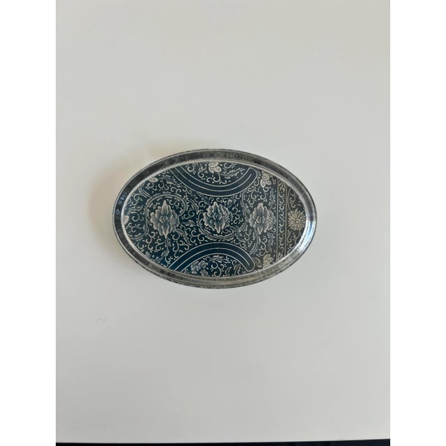 Beautiful John Derian Vintage Decoupage Paper Weight with floral, scroll work, damask-style design. Signed and with...