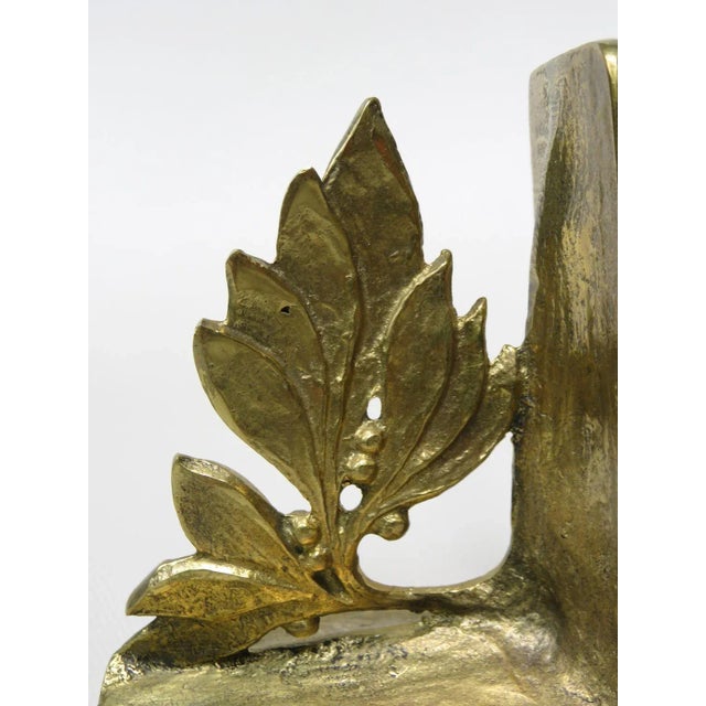 Brutalist Style Bronze Bookends with Floral Elements, 1970s, Set of 2 For Sale - Image 15 of 18
