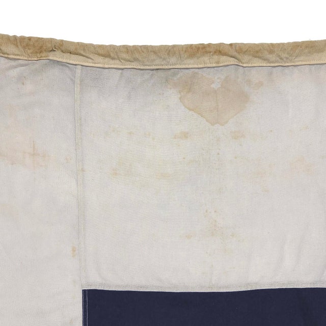 This large vintage signal flag is made from a thin cotton cloth, with fully sewn design. Flag has been newly laundered...