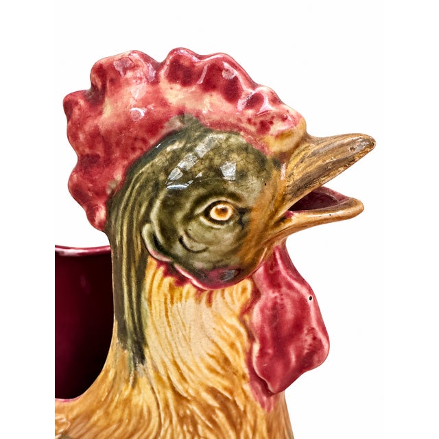 Le Gaulois Rooster Barbotine Pitcher from Onnaing, 1960s For Sale - Image 3 of 7
